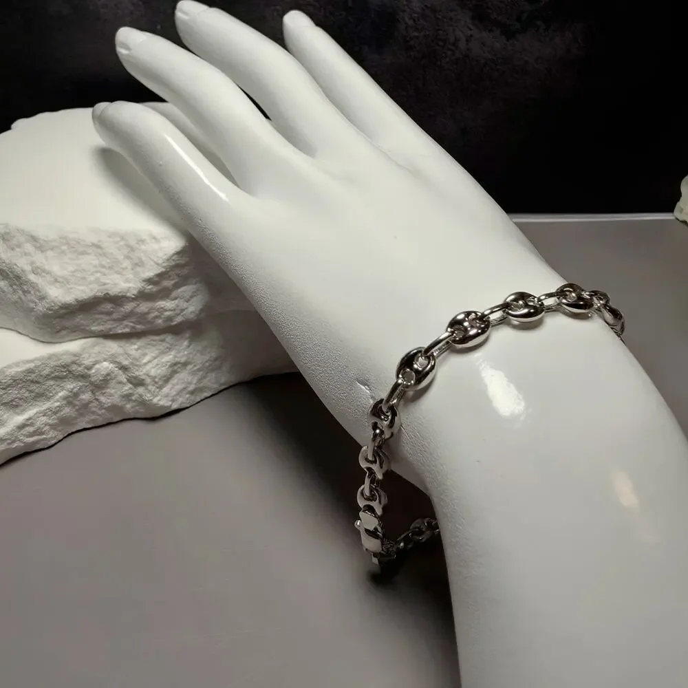 925 Sterling Silver 6.2mm Puffed Mariner Bracelet - 8 Inch, 8g